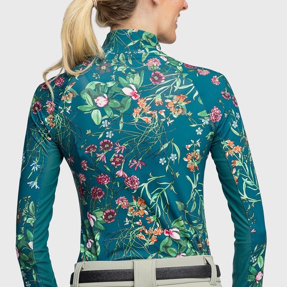 💐💕TEAL BOTANICAL LONG SLEEVE SUN SHIRT💕💐 - Picture 2 of 3